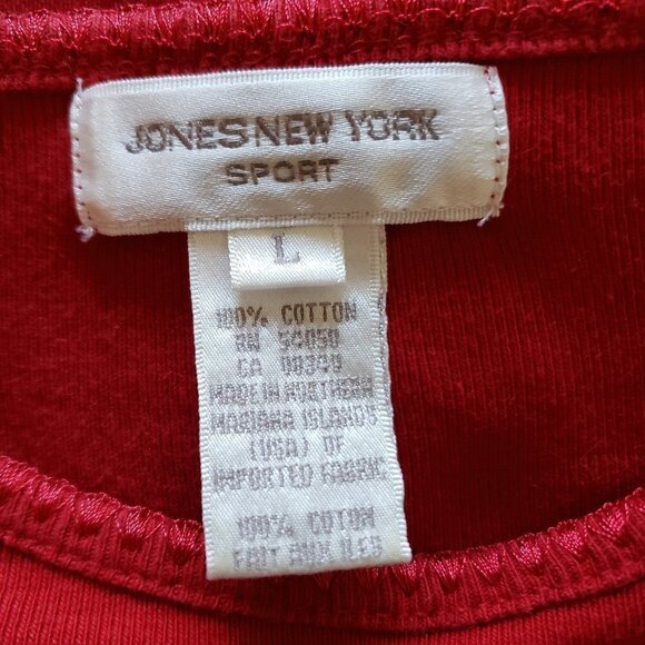 Jones New York Sport Red Long Sleeve T-Shirt - Size L - Picture 2 of 3